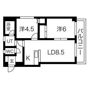 札幌市白石区川下三条のマンションの間取り