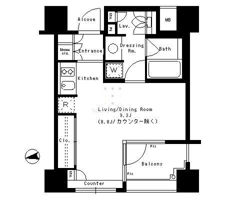 新宿区水道町のマンションの間取り