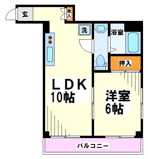 京王線 府中駅 徒歩4分 5階建 築37年の間取り写真