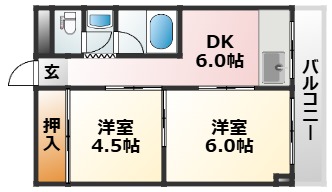 地下鉄今里筋線 だいどう豊里駅 徒歩15分 4階建 築46年の間取り写真