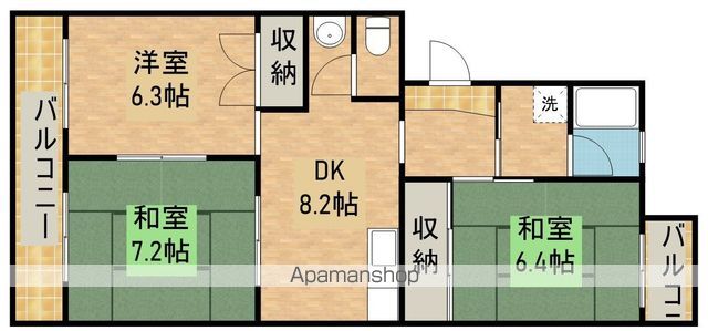ＪＲ東海道本線 新所原駅 徒歩3分 3階建 築34年の間取り写真
