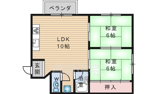 阪急京都線 茨木市駅 徒歩23分 3階建 築43年の間取り写真