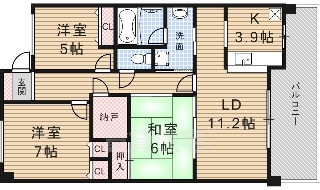 地下鉄東西線 醍醐駅 徒歩4分 7階建 築27年の間取り写真