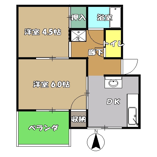 高知市秦南町のマンションの間取り