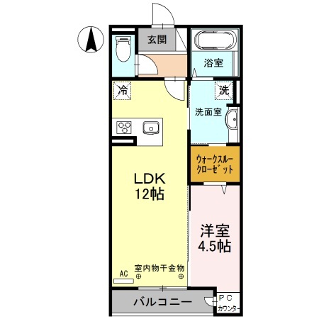 金沢市北安江のアパートの間取り