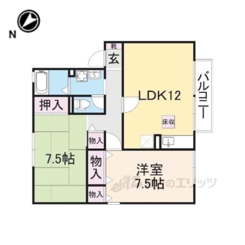 彦根市東沼波町のアパートの間取り