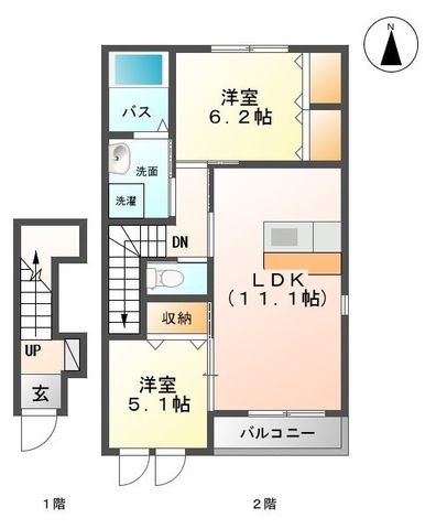 磐田市豊島のアパートの間取り