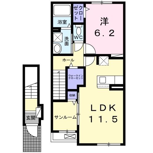 八戸市類家のアパートの間取り