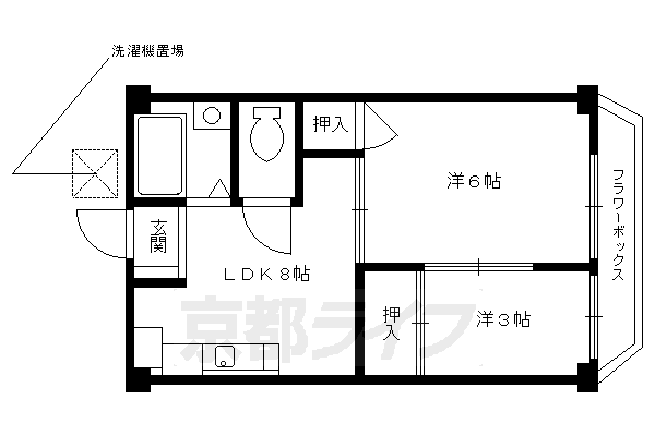 京都市伏見区深草下川原町のマンションの間取り