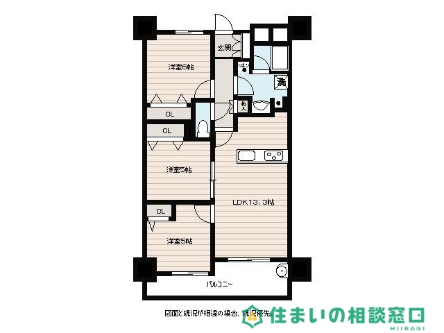 岡崎市柱のマンションの間取り