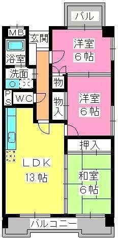 福岡市早良区南庄のマンションの間取り