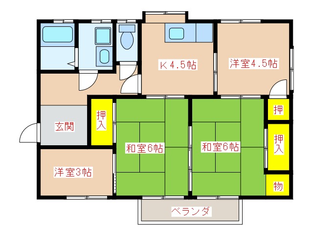 コーポ竹之内　２号棟の間取り