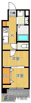 福岡市博多区堅粕のマンションの間取り