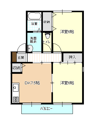 つくば市高野台のアパートの間取り