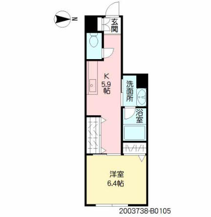 積水ハウスの賃貸住宅（美穂の里八番館）１Kの間取り