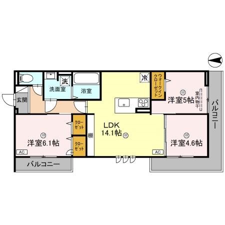 仮称D-room　新家2丁目の間取り