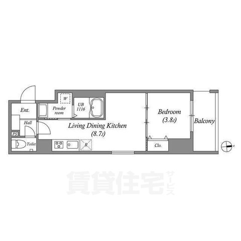 京都市右京区西京極浜ノ本町のマンションの間取り