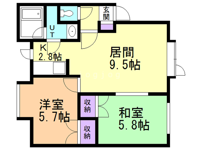 石狩市花川南二条のアパートの間取り