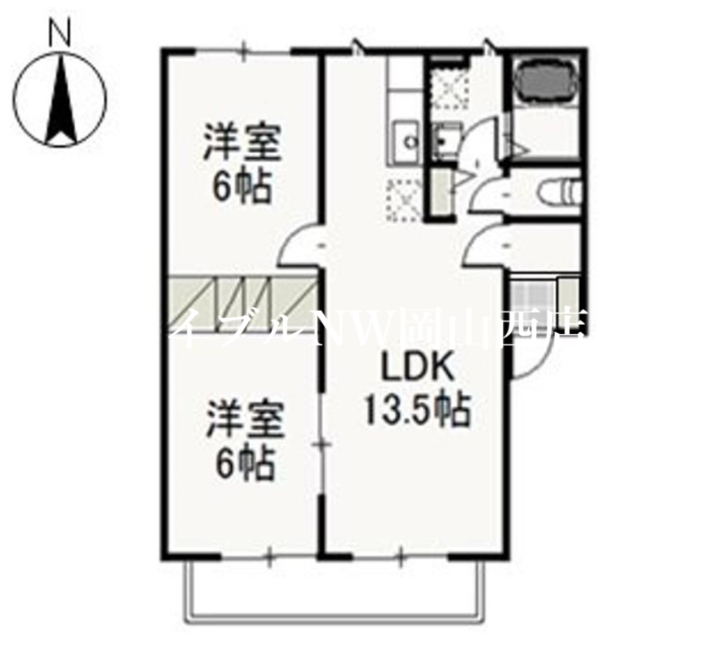 岡山市南区万倍のアパートの間取り