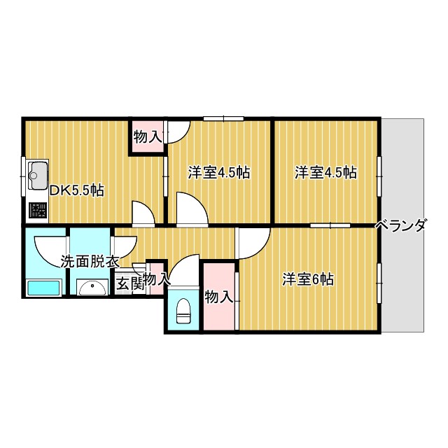 サニーハイツ朝日ヶ丘B棟の間取り写真