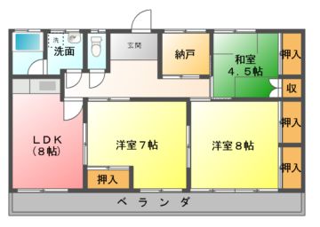 宇和島市朝日町のマンションの間取り