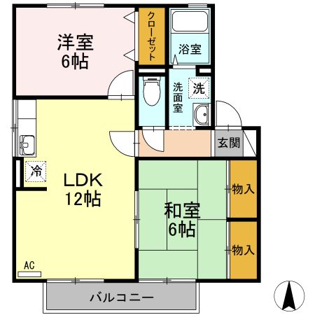 松山市南江戸のアパートの間取り