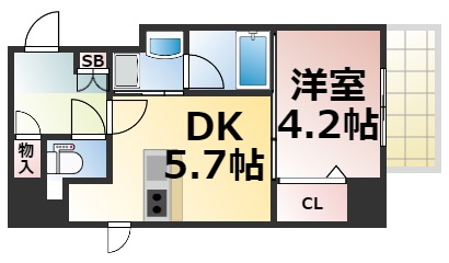 大阪市中央区玉造のマンションの間取り