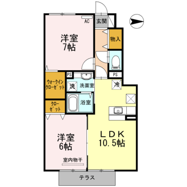 和歌山市内原のアパートの間取り