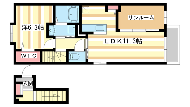 奈良市南京終町のアパートの間取り