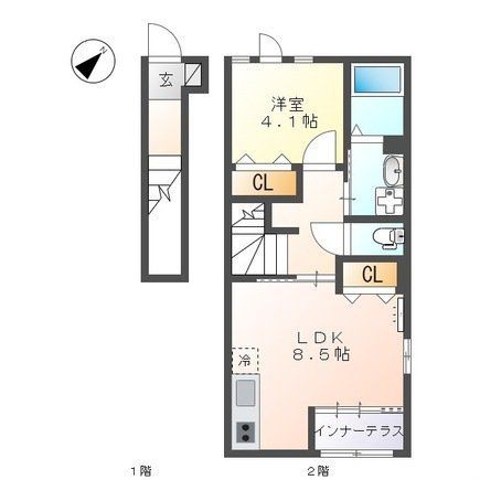 横浜市戸塚区東俣野町のアパートの間取り