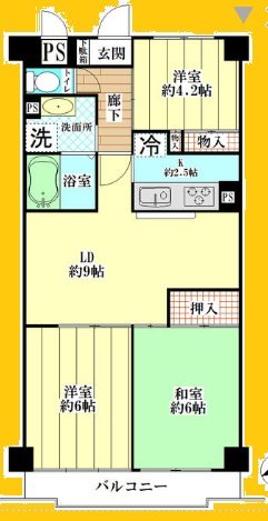 横浜市磯子区上中里町のマンションの間取り