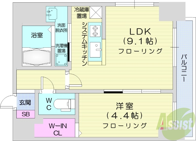 プライマル札幌桑園の間取り