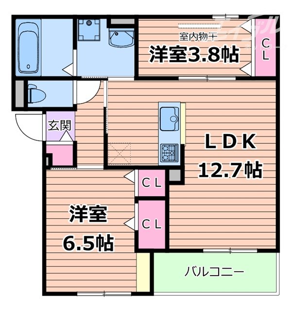 吹田市垂水町のアパートの間取り