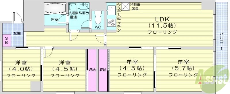 札幌市北区北七条西のマンションの間取り