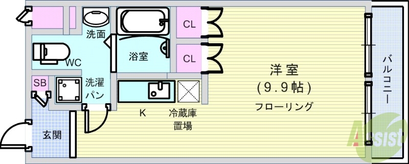 【大阪市西区南堀江のマンションの間取り】