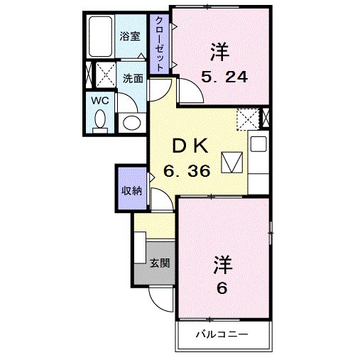 日置市東市来町湯田のアパートの間取り