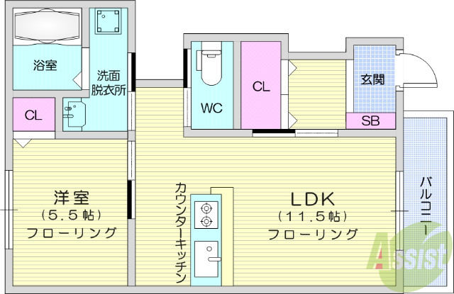 岩沼市相の原のアパートの間取り