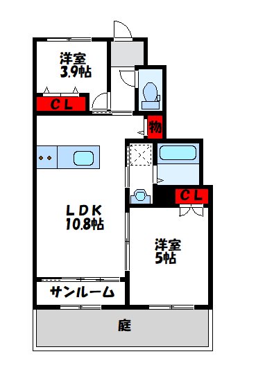 宗像市河東のアパートの間取り