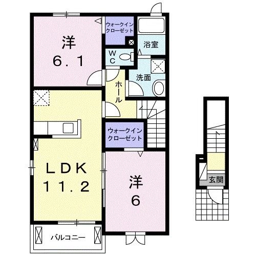 【赤磐市河本のアパートの間取り】