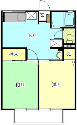 菊川市赤土のアパートの間取り