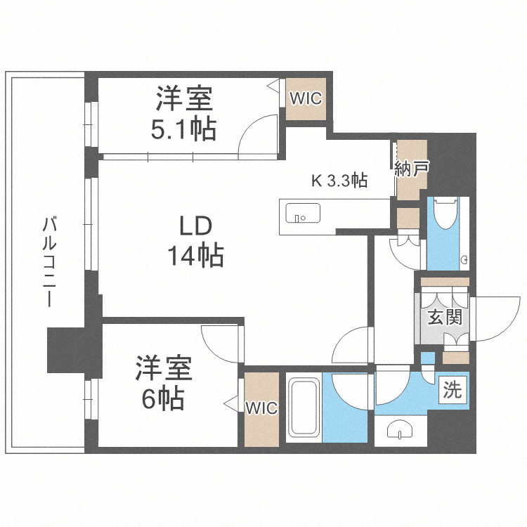 札幌市北区北八条西のマンションの間取り