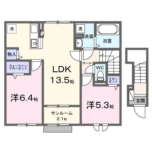 京丹後市大宮町河辺のアパートの間取り