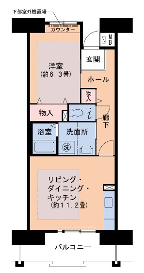 西宮市西宮浜のマンションの間取り