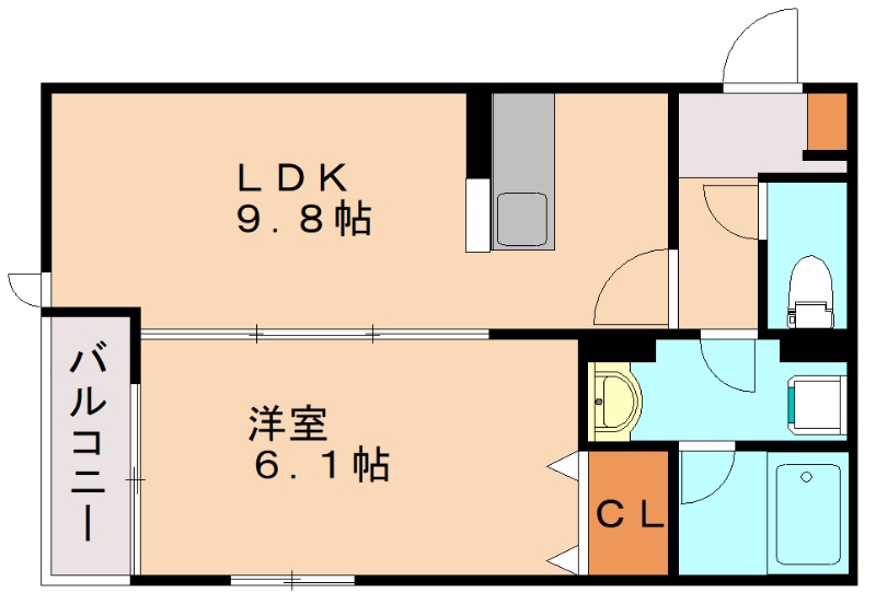 福岡市西区周船寺のアパートの間取り