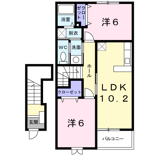 防府市大字高井のアパートの間取り