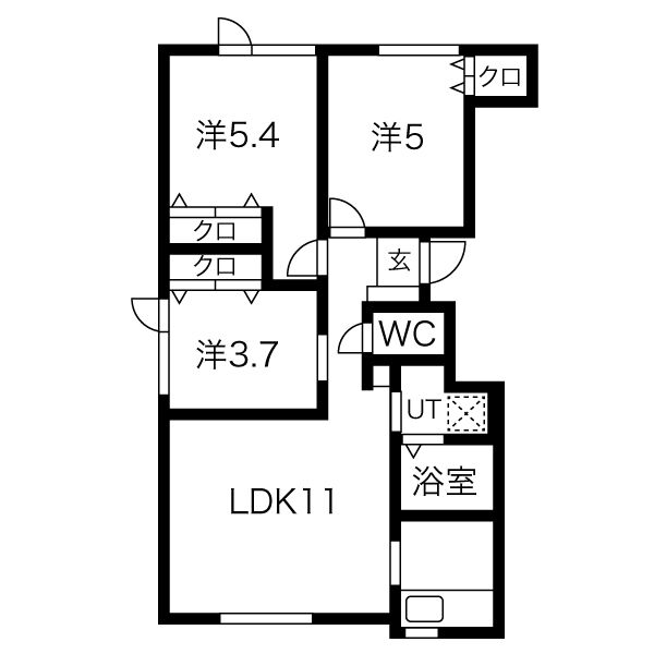 札幌市東区中沼六条のアパートの間取り