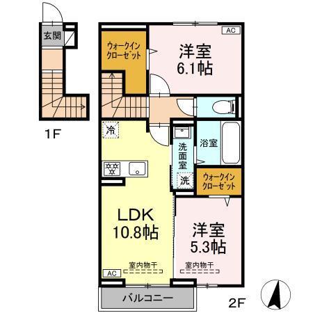 ラフィネ神辺　Ａ棟の1部、279番の間取り