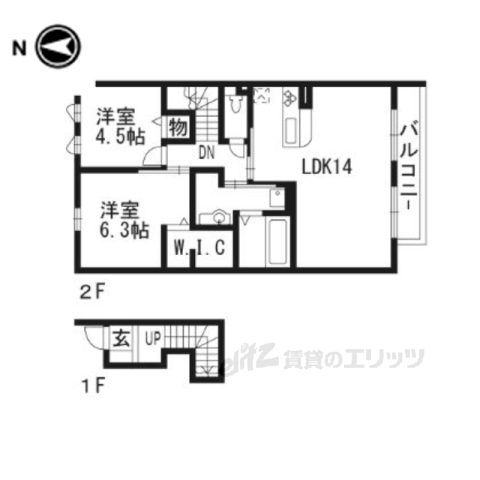 京田辺市三山木中央のアパートの間取り