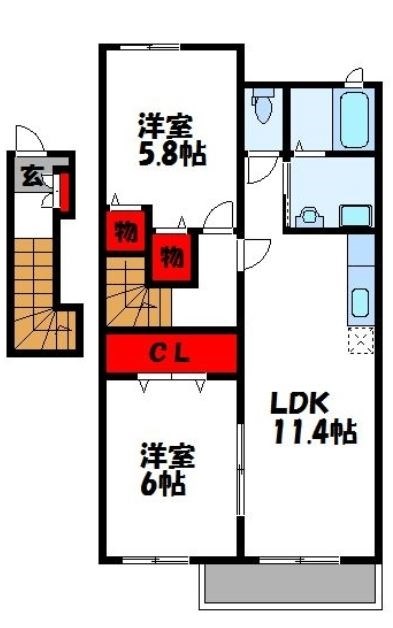 遠賀郡遠賀町大字別府のアパートの間取り