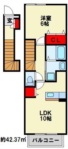 遠賀郡芦屋町大字山鹿のアパートの間取り